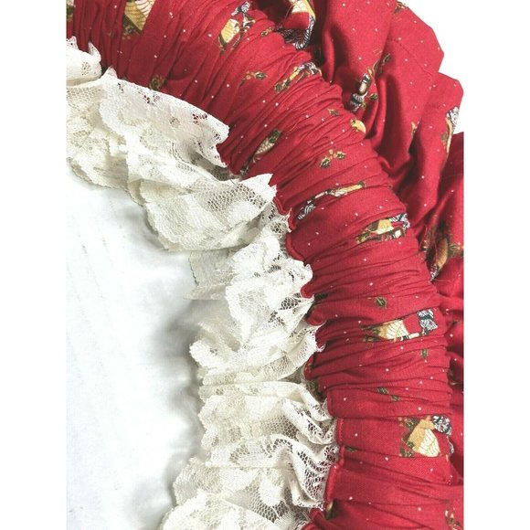 Vintage 1970s Holiday Wreath Christmas Red Ruffled Handmade Wamsutta Door HTF - Picture 5 of 6